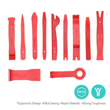 MICTUNING 13 Pcs Auto Trim Removal Tool Set with Fastener Removers for Car Door Panel, Audio, Dashboard, Molding, Window and Interior Accessory Removal Pry Tool Kit