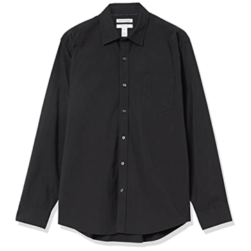 Men's Casual Poplin Shirt - Washed Black, X-Large