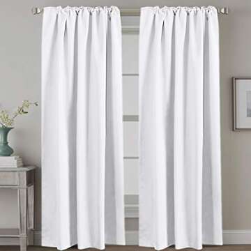 H.VERSAILTEX White Curtains Thermal Insulated Window Treatment Panels Room Darkening Privacy Assured...