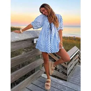 Bgylu Women’s Summer Striped Romper Casual Oversized Jumpsuit
