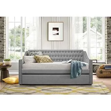 Homelegance Tulney Fabric Upholstered Daybed with Trundle, Twin, Gray