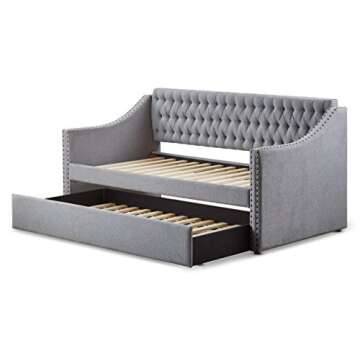 Homelegance Tulney Fabric Upholstered Daybed with Trundle, Twin, Gray
