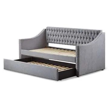 Homelegance Tulney Fabric Upholstered Daybed with Trundle, Twin, Gray