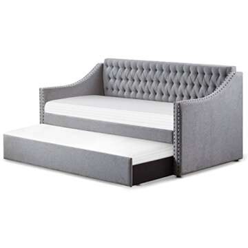 Homelegance Tulney Fabric Upholstered Daybed with Trundle, Twin, Gray