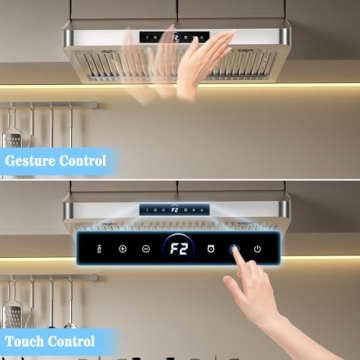 36 inch Under Cabinet Range Hood 1200 CFM with 4-Speed Gesture Sensing & Touch Control, Stainless St...