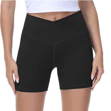 Stylish Women's Cross Waist Workout Shorts with Pockets
