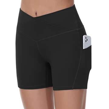 Stylish Women's Cross Waist Workout Shorts with Pockets