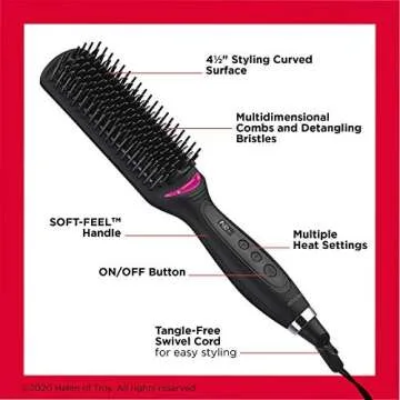 REVLON Salon One-Step Straight and Shine Heated Brush for Visibly Shinier, Smoother Hair | Hair Straightener That Revives Second Day Hair with an Ion Generator That Helps Reduce Frizz