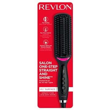 REVLON Salon One-Step Straight and Shine Heated Brush for Visibly Shinier, Smoother Hair | Hair Straightener That Revives Second Day Hair with an Ion Generator That Helps Reduce Frizz