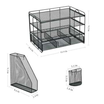 gianotter 4-Tier Desk Organizer with Drawers, File Holders, Letter Trays, and Pen Holders - Workspace Accessories for Office Supplies (Black)