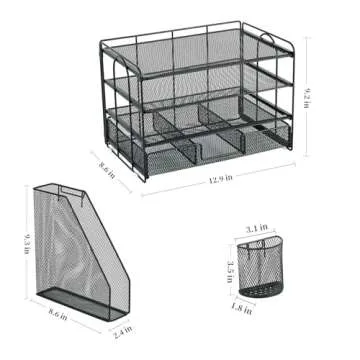 gianotter 4-Tier Desk Organizer with Drawers, File Holders, Letter Trays, and Pen Holders - Workspace Accessories for Office Supplies (Black)