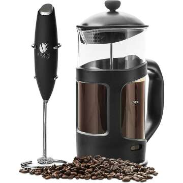 French Press Coffee Maker & Frother Set - 34 oz