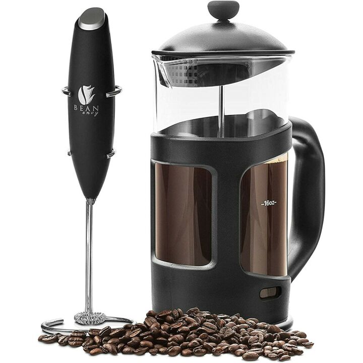 French Press Coffee Maker & Frother Set - 34 oz