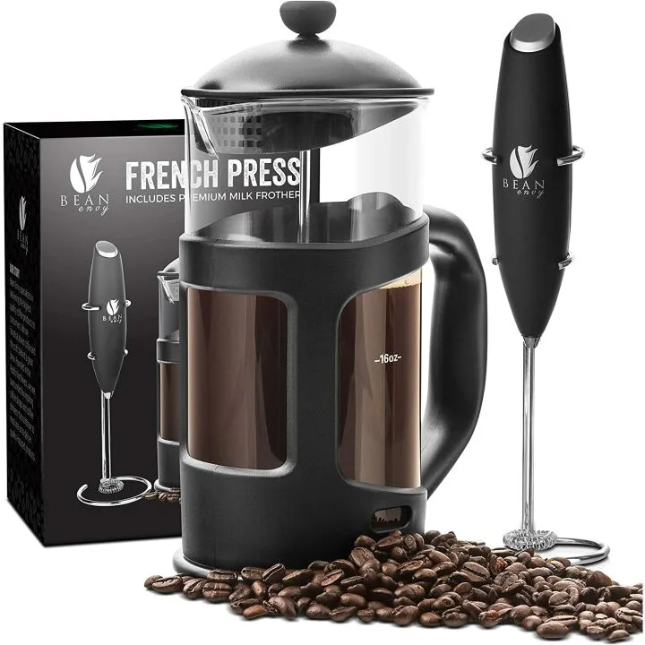 French Press Coffee Maker & Frother Set - 34 oz