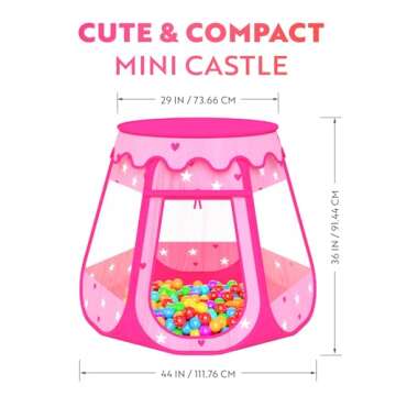 Playz Ball Pit Princess Castle Play Tent for Girls w/ 50 Balls Included - Pop Up Children Play Tent ...