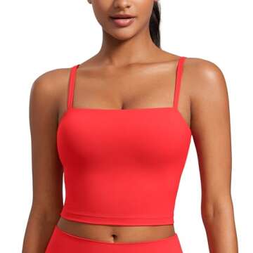 CRZ YOGA Butterluxe Longline Cami Sports Bra for Women - Adjustable & Stylish