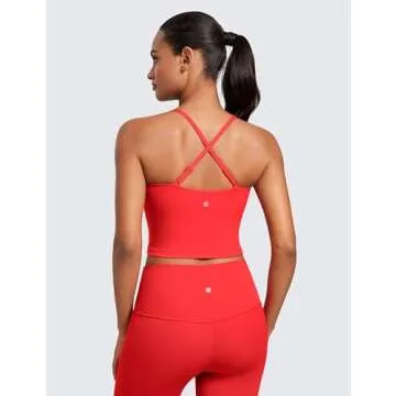 CRZ YOGA Butterluxe Cami Longline Sports Bras in Deep Red