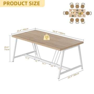 YITAHOME 71 Inch Large Rustic Dining Table - Perfect for Gatherings