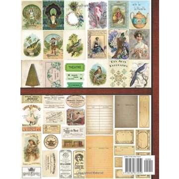 Junk Journal Ephemera Book: One-Sided Decorative Paper for Junk Journaling, Scrapbooking, Decoupage,...