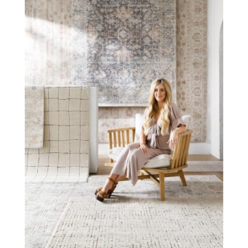 Livabliss x Our PNW Home Cascade Minimalist Area Rug, 6'7" x 9', Ivory