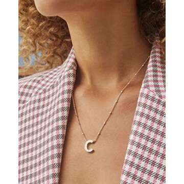 Kendra Scott Letter C Pendant Necklace for Women, Fashion Jewelry, 14k Gold-Plated Brass, Gold Metal, Letter C