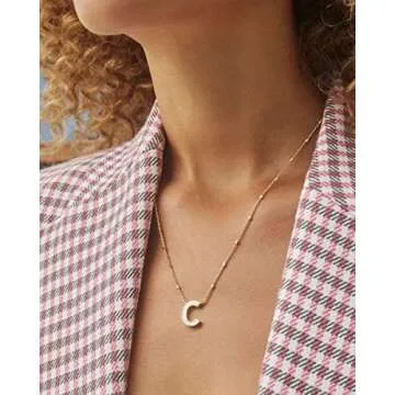 Kendra Scott Letter C Pendant Necklace for Women, Fashion Jewelry, 14k Gold-Plated Brass, Gold Metal, Letter C