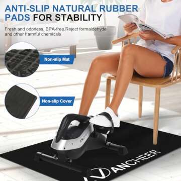 ANCHEER Under Desk Bike Pedal Exerciser, Quiet Magnetic Mini Exercise Bike with App, Include 2 Resistance Bands & Non-Slip Mat