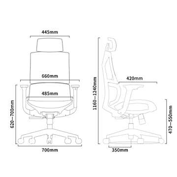FEZIBO Ergonomic Chair Pro, Heavy Duty Black Office Chair with Wheels, Rolling Mesh Chair, Lumbar Support and 3D Metal Armrest, Home Office Chair Comfortable Seat Cushion and Rotatable Headrest