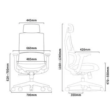 FEZIBO Ergonomic Chair Pro, Heavy Duty Black Office Chair with Wheels, Rolling Mesh Chair, Lumbar Support and 3D Metal Armrest, Home Office Chair Comfortable Seat Cushion and Rotatable Headrest