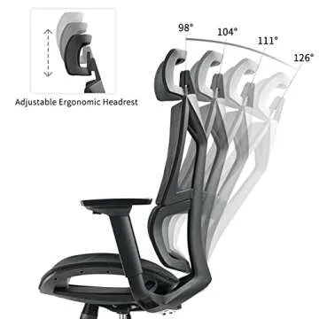 FEZIBO Ergonomic Chair Pro, Heavy Duty Black Office Chair with Wheels, Rolling Mesh Chair, Lumbar Support and 3D Metal Armrest, Home Office Chair Comfortable Seat Cushion and Rotatable Headrest
