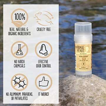Natural PRIMAL PIT PASTE Unscented Deodorant Stick 2 OZ