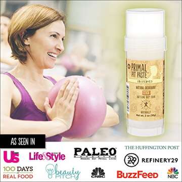 Natural PRIMAL PIT PASTE Unscented Deodorant Stick 2 OZ