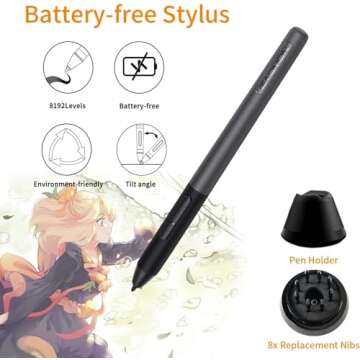 GAOMON PD1161 Drawing Tablet 11.6 Inch IPS Tilt Support Pen Display - Drawing Pad with 8 Shortcuts and 8192 Levels Battery-Free AP50 Stylus Black