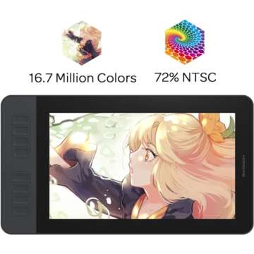 GAOMON PD1161 Drawing Tablet 11.6 Inch IPS Tilt Support Pen Display - Drawing Pad with 8 Shortcuts and 8192 Levels Battery-Free AP50 Stylus Black