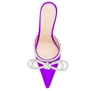 LauraVicci Elegant High Heeled Mules with Crystal Bows