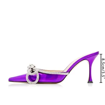 LauraVicci Elegant High Heeled Mules with Crystal Bows