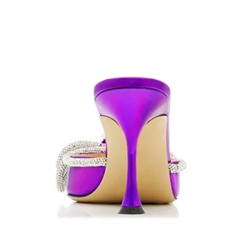 LauraVicci Elegant High Heeled Mules with Crystal Bows