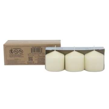 Elegant Ivory Pillar Candles - 18 Hour Burn Time