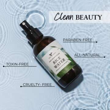 Rice Water For Hair Growth by Baja Basics, Thickness, Strength, Shine - Leave-in Conditioner for Scalp, Dry Split End Moisturizer - Mist Spray for Curly, Straight, Thick, Thin Hair 4oz