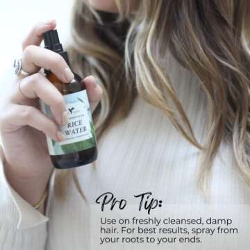 Rice Water For Hair Growth by Baja Basics, Thickness, Strength, Shine - Leave-in Conditioner for Scalp, Dry Split End Moisturizer - Mist Spray for Curly, Straight, Thick, Thin Hair 4oz