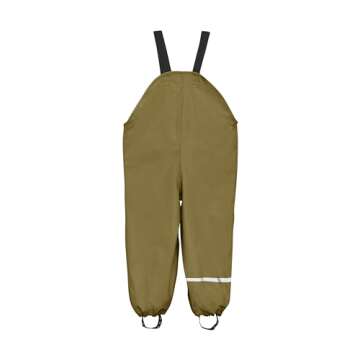 CeLaVi European Kids Wind, Mud, Snow and Waterproof Rain Pants Dungarees Unlined and Fleece Lined for Boys Girls