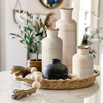 Eyamumo Ceramic Vase Set of 3 for Rustic Home Decor