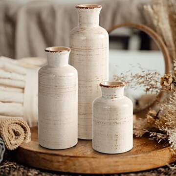Eyamumo Ceramic Vase Set of 3 for Rustic Home Decor