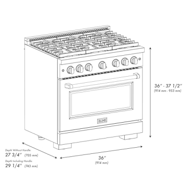 ZLINE 36 in. Paramount Dual Fuel Range - 5.2 cu. ft. with 6 Burners & Electric Oven in Satin Stainle...