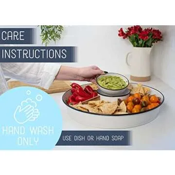 NAT & Jules Stylish 16" Chip and Dip Tray with Compartments