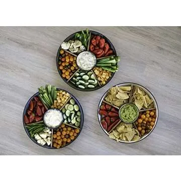 NAT & Jules Stylish 16" Chip and Dip Tray with Compartments