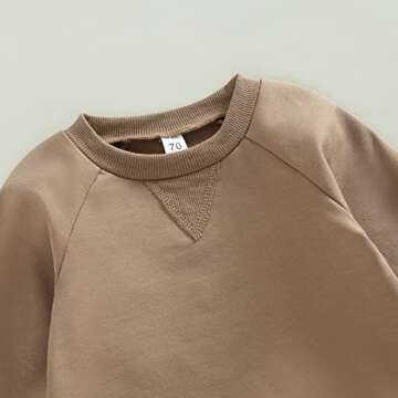 Toddler Baby Boy Clothes Solid Color Long Sleeve Crewneck Sweatshirt Top Casual Pants Set 2Pcs Fall Winter Outfits (A- Coffee & Black, 2-3 Years)