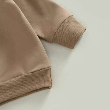 Toddler Baby Boy Clothes Solid Color Long Sleeve Crewneck Sweatshirt Top Casual Pants Set 2Pcs Fall Winter Outfits (A- Coffee & Black, 2-3 Years)