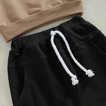 Toddler Baby Boy Clothes Solid Color Long Sleeve Crewneck Sweatshirt Top Casual Pants Set 2Pcs Fall Winter Outfits (A- Coffee & Black, 2-3 Years)