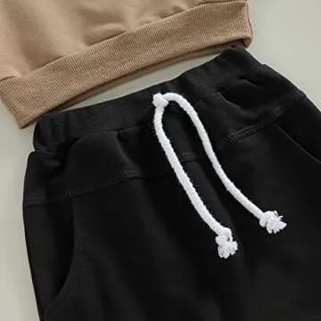 Toddler Baby Boy Clothes Solid Color Long Sleeve Crewneck Sweatshirt Top Casual Pants Set 2Pcs Fall Winter Outfits (A- Coffee & Black, 2-3 Years)